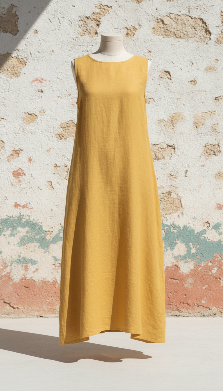 Robe en lin écru à manches papillon
