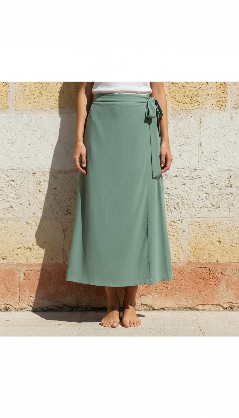 Jupe midi en viscose imprimée agrumes